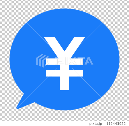 Simple blue circle symbol and speech bubble Simple blue circle symbol and speech bubble 112443922