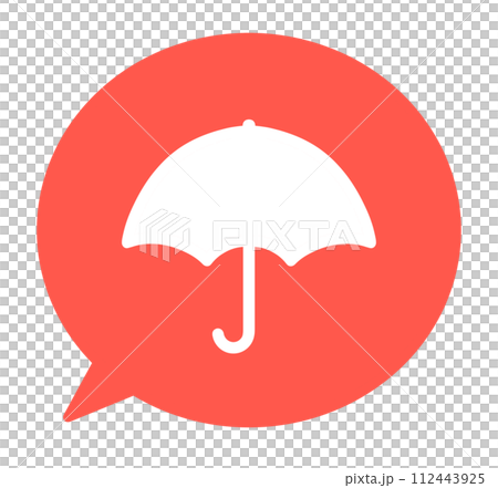Simple red umbrella mark and speech bubble 112443925