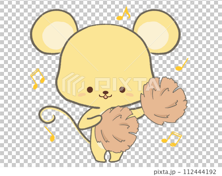 Illustration of a rat with pompoms 112444192