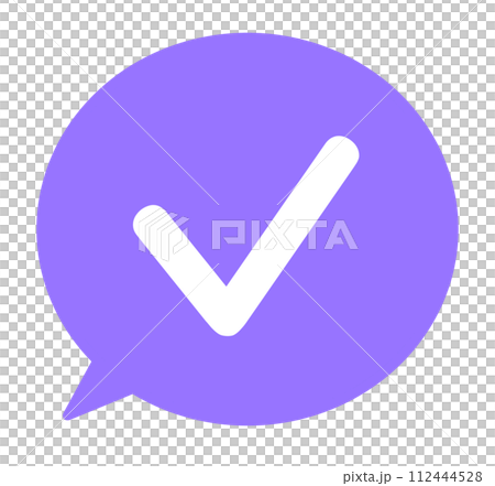 Simple purple checkmark and speech bubble Simple purple checkmark and speech bubble 112444528