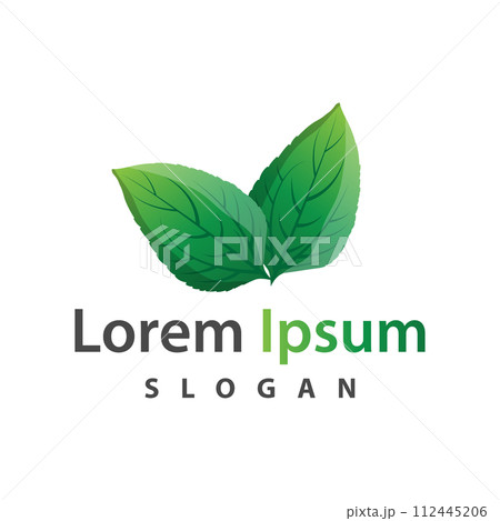 Green leaf logo design icon green nature element ecology vector illustration template 112445206