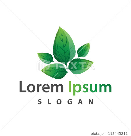 Green leaf logo design icon green nature element ecology vector illustration template 112445211