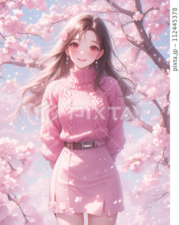 春風に舞う桜色 112445378