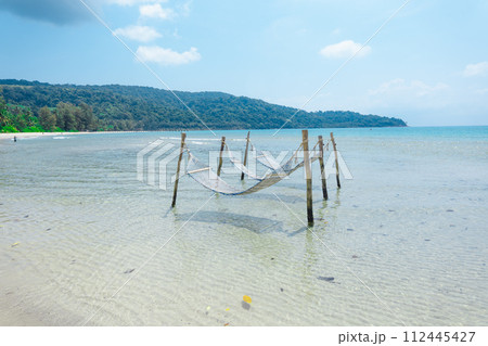 Hammock on the beach in summer Hammock on the beach in summer 112445427