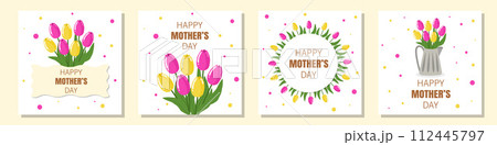 Set Happy Mother's Day Floral Cards 112445797