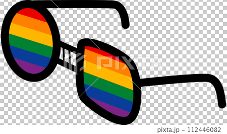 glasses round lenses and square lenses. rainbow lenses. flat cartoon. glasses round lenses and square lenses. rainbow lenses. flat cartoon. 112446082
