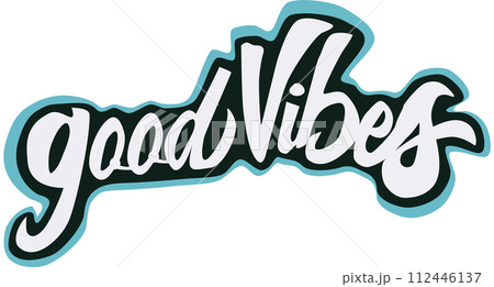 Hand written lettering Good vibes warp text typography design  112446137