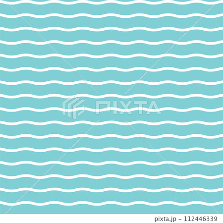 seamless texture with light blue rolling lines on blue background. Wavy lines sign. Marine wallpaper symbol. Sea backdrop logo. flat style. 112446339