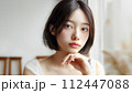 portrait of a beautiful Asian young woman with natural short hair 112447088