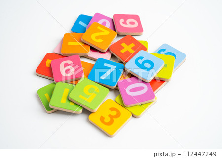 Math number colorful on white background, education study mathematics learning teach. Math number colorful on white background, education study mathematics learning teach. 112447249