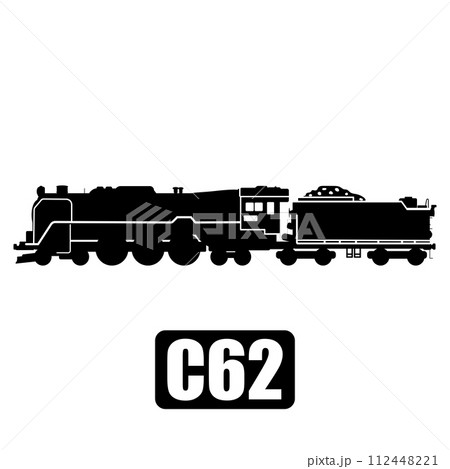 SL C62のシンプルな切り抜きイラスト ナンバープレート切り抜き 112448221