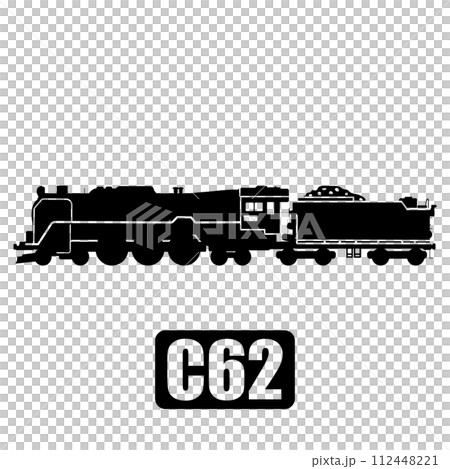 SL C62のシンプルな切り抜きイラスト ナンバープレート切り抜き 112448221