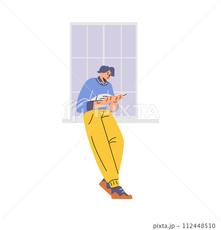 Reading by window vector illustration Reading by window vector illustration 112448510