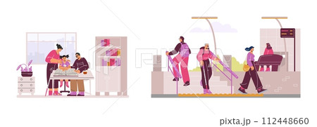 Braille learning and city navigation vector set Braille learning and city navigation vector set 112448660