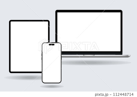 Devices template, Useful electronic mockup, Blank electronic mock, Notebook shape, Smartphone outline 112448714