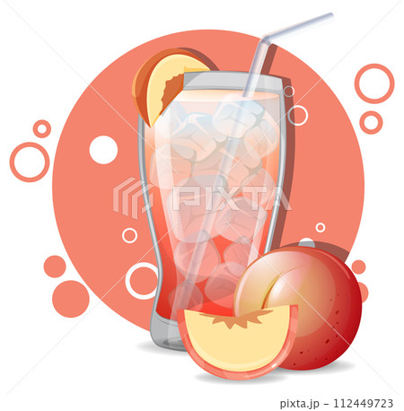 Refreshing Peach Iced Tea Illustration 112449723
