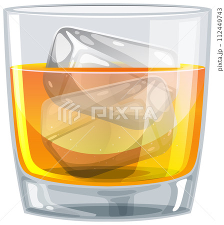 Whiskey on the Rocks Vector Illustration 112449743
