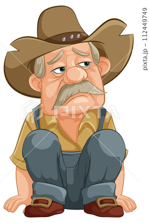 Saddened Cowboy Vector Illustration Saddened Cowboy Vector Illustration 112449749