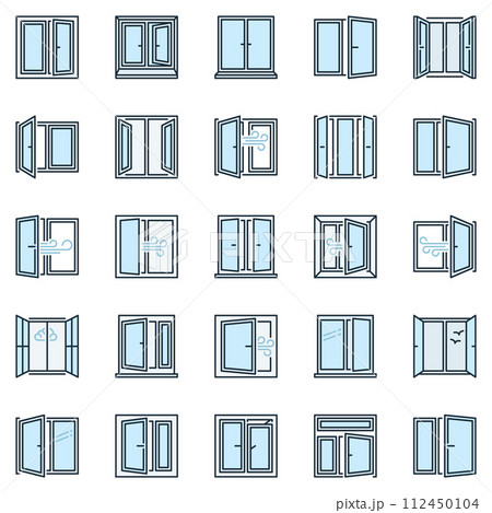 Window colored icons set - windows creative symbols Window colored icons set - windows creative symbols 112450104