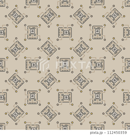 Smart Phone and AI vector Artificial Intelligence Smartphone colored seamless pattern Smart Phone and AI vector Artificial Intelligence Smartphone colored seamless pattern 112450359