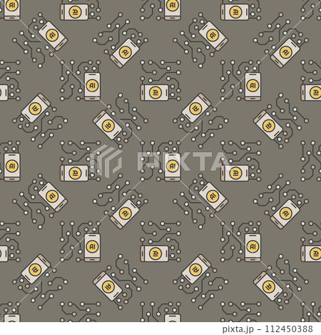 AI Mobile Technology in Smartphone vector colored seamless pattern 112450388