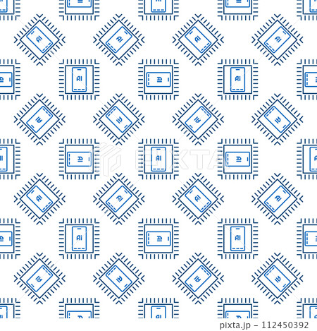 AI Phone inside Chip vector Artificial Intelligence seamless pattern in outline style 112450392