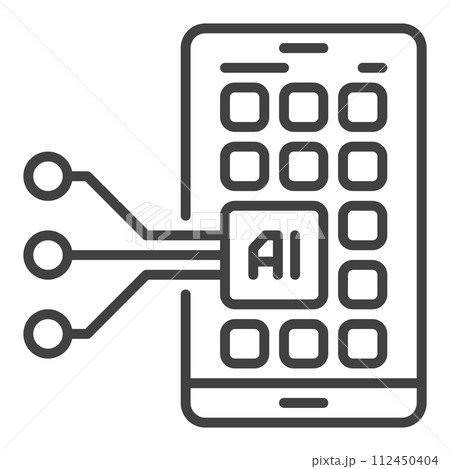 AI App on Smartphone Screen vector New Technology linear icon or logo element 112450404