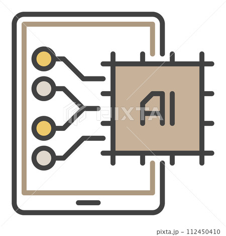 AI Chip in Tablet vector Artificial Intelligence colored icon or sign AI Chip in Tablet vector Artificial Intelligence colored icon or sign 112450410