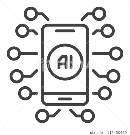 Artificial Intelligence in Smart Phone vector AI in Mobile Device icon or symbol in thin line style Artificial Intelligence in Smart Phone vector AI in Mobile Device icon or symbol in thin line style 112450439