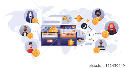 mix race people using online banking smart wallet payment application fintech business investment concept horizontal mix race people using online banking smart wallet payment application fintech business investment concept horizontal 112450449