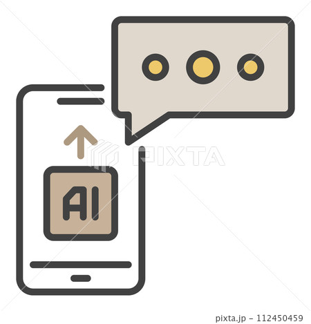 Smartphone with AI Chat vector colored icon or logo element 112450459