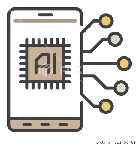 Smartphone with AI Chip vector Artificial Intelligence Phone colored icon or design element Smartphone with AI Chip vector Artificial Intelligence Phone colored icon or design element 112450461