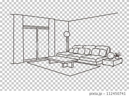 リビングの線画　ラインパース 112450741