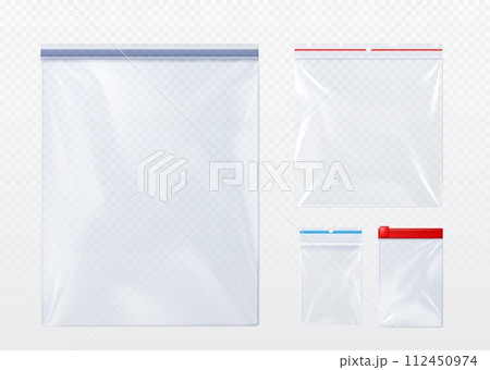 Plastic bag with zip locker mockup. 112450974