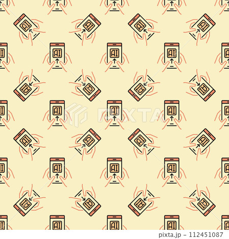 Hands Holding AI Smartphone vector Artificial Intelligence Tech colored Seamless Pattern Hands Holding AI Smartphone vector Artificial Intelligence Tech colored Seamless Pattern 112451087