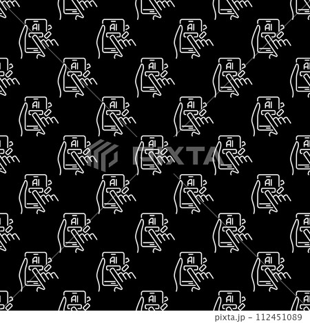 Hands Holding Smartphone with Artificial Intelligence vector AI Smart phone dark Seamless Pattern in thin line style Hands Holding Smartphone with Artificial Intelligence vector AI Smart phone dark Seamless Pattern in thin line style 112451089