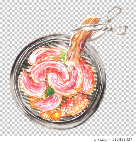 水彩で描いたサムギョプサルのイラスト 112451324