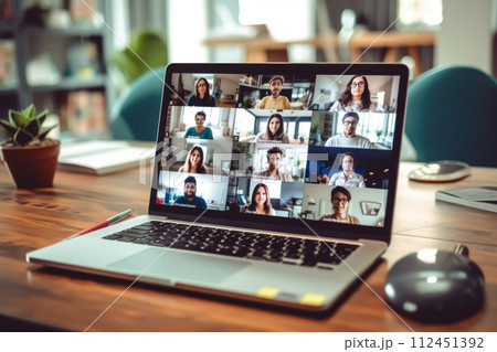 Business team in video conference, Business meeting on video call, conference meeting, Generative AI 112451392