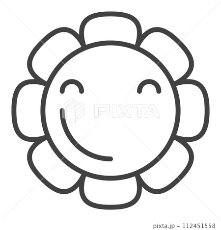 Happy Flower in a Hippie Groovy style vector minimalist thin line icon or symbol Happy Flower in a Hippie Groovy style vector minimalist thin line icon or symbol 112451558