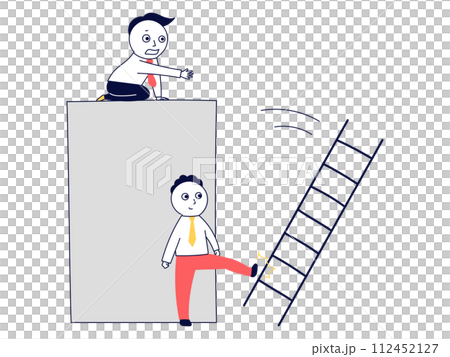 Businessman left behind after being removed from the ladder by a traitor 112452127