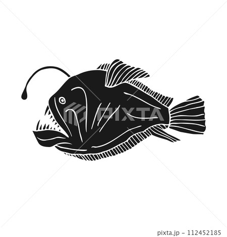 Vector hand drawn doodle sketch black angler fish 112452185