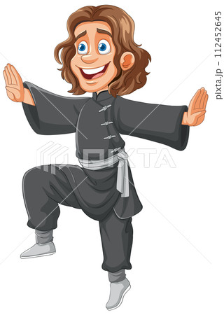 Joyful Martial Artist in Action 112452645
