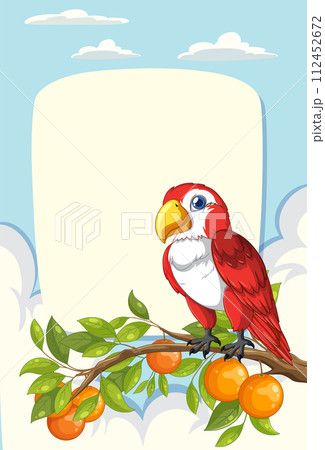Colorful Parrot on a Fruit Branch 112452672