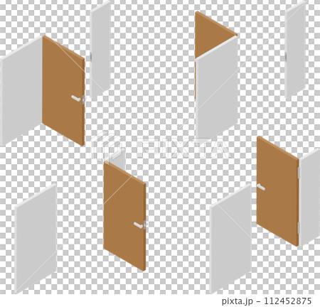 等距門各種開閉方向圖片素材 112452875