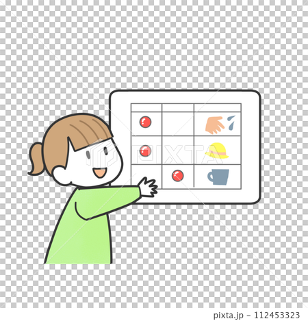 A child getting ready using a magnetic board 112453323