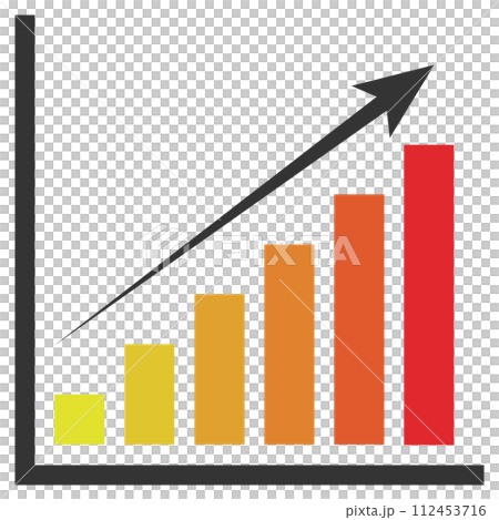 箭頭/長條圖/圖表/向上/增加趨勢/商業/插畫/素材/紅色 112453716