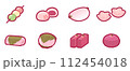 桜に関する和菓子のイラストセット 112454018