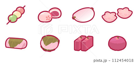 桜に関する和菓子のイラストセット 112454018