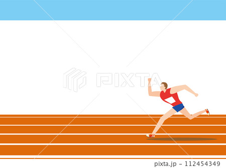 走る男子陸上選手 走る男子陸上選手 112454349