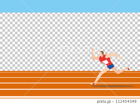 走る男子陸上選手 走る男子陸上選手 112454349